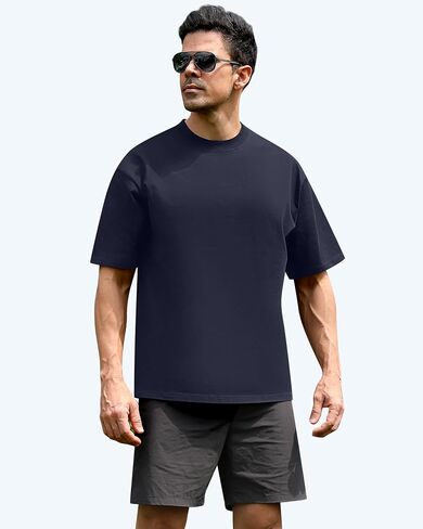 Eadali 3 Pcs Men’s Oversized T-Shirts Drop Shoulder Heavyweight 280g Cotton Loose Fit Short Sleeve Casual Tees for Men Women in Kuwait