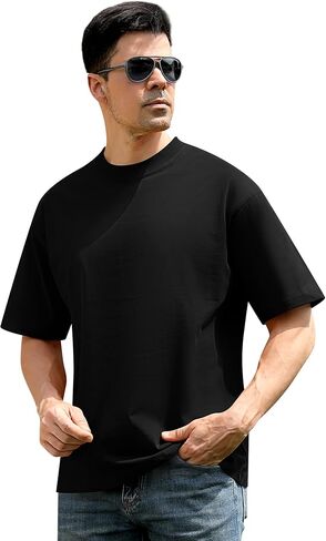 eadali 3 pcs القمصان الضخمة للرجال إسقاط الكتف الوزن الثقيل 280 جرام قطن فضفاضة تناسب الأكمام القصير غير الرسمي للرجال النساء in Kuwait