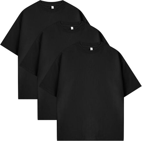 eadali 3 pcs القمصان الضخمة للرجال إسقاط الكتف الوزن الثقيل 280 جرام قطن فضفاضة تناسب الأكمام القصير غير الرسمي للرجال النساء in Kuwait