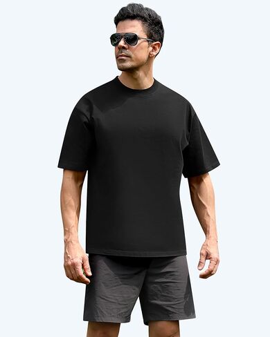 eadali 3 pcs القمصان الضخمة للرجال إسقاط الكتف الوزن الثقيل 280 جرام قطن فضفاضة تناسب الأكمام القصير غير الرسمي للرجال النساء in Kuwait