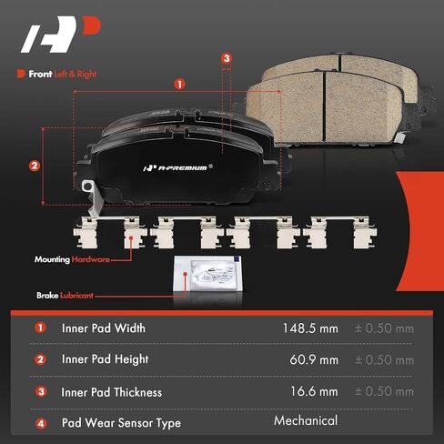 مجموعة فرامل القرص الخزفية الأمامية A-Premium متوافقة مع Honda Accord 2013-2022 ، HR-V 2016-2022 ، 1.5L 1.8L 2.0L 3.4L 3.5L ، 4 PCS in Saudi Arabia