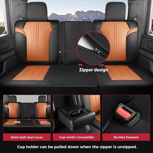 FREESOO Seat Covers for Dodge Ram 2019-2024 1500 Crew Cab New Body Faux Leather Seat Cover Limited Longhorn Rebel Laramie Big Horn Tradesman TRX Pickup Truck Seat Covers(BlackBrown) in Saudi Arabia