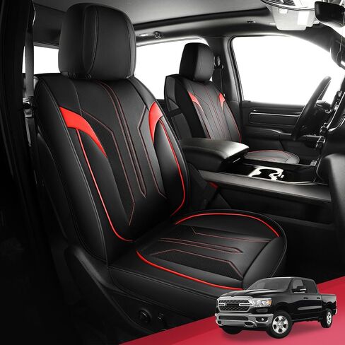 FREESOO Seat Covers for Dodge Ram 2019-2024 1500 Crew Cab New Body Faux Leather Seat Cover Limited Longhorn Rebel Laramie Big Horn Tradesman TRX Pickup Truck Seat Covers(BlackBrown) in Saudi Arabia