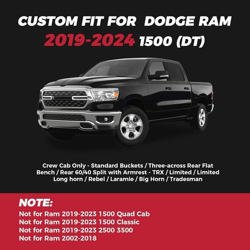 FREESOO Seat Covers for Dodge Ram 2019-2024 1500 Crew Cab New Body Faux Leather Seat Cover Limited Longhorn Rebel Laramie Big Horn Tradesman TRX Pickup Truck Seat Covers(BlackBrown) in Saudi Arabia