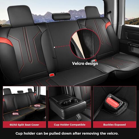 FREESOO Seat Covers for Dodge Ram 2019-2024 1500 Crew Cab New Body Faux Leather Seat Cover Limited Longhorn Rebel Laramie Big Horn Tradesman TRX Pickup Truck Seat Covers(BlackBrown) in Saudi Arabia