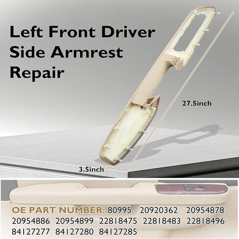80995 Left Front Driver Side Armrest Repair with Door Release Handle Above Armrest Fit for 2010-2014 GMC Yukon Sierra,Chevrolet Silverado Suburban Avalanche Tahoe 27In Brown in Saudi Arabia