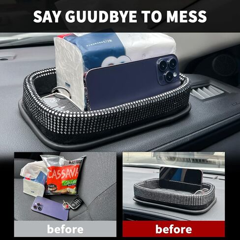 Car Center Console Diamond-Studded Storage Tray, Family Table Tray, Dashboard Tray, Car Interior Organizer in Saudi Arabia
