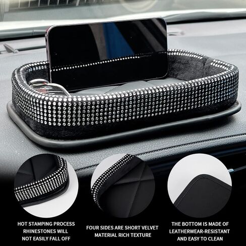 Car Center Console Diamond-Studded Storage Tray, Family Table Tray, Dashboard Tray, Car Interior Organizer in Saudi Arabia