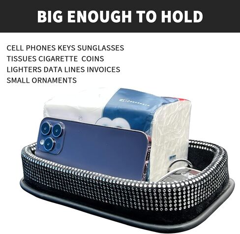 Car Center Console Diamond-Studded Storage Tray, Family Table Tray, Dashboard Tray, Car Interior Organizer in Saudi Arabia