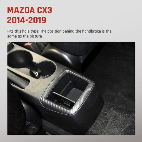 صندوق مسند الذراعين yjywzh لصالح Mazda CX3 2015-2018 إكسسوارات السيارات من منظم الأذرع من منظمات الأذرع من منظمات الألياف الكربونية مع حامل الكأس (7 منافذ USB ، خيط أسود in Saudi Arabia