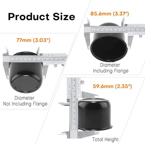 3.31inch Stainless Steels Trailer Wheel Center Caps Fit 3.31" Center Bore Truck Trailer RV SUV Wheels Rims, 4Pcs High Gloss Black Hub Covers, Inside Height 2.2in in Kuwait