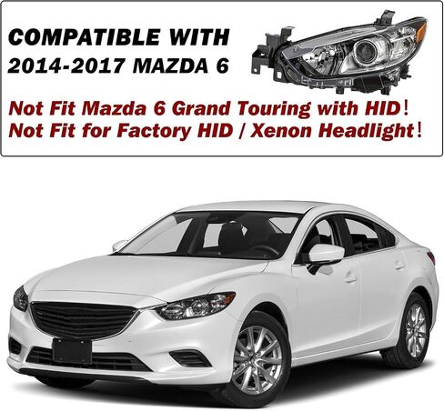 Halogen Type Projector Headlight Assembly Fit for 2014-2017 Mazda 6 Sedan 4-Door with All Bulbs OE Style Headlamp Replacement Passenger & Driver Side in Saudi Arabia