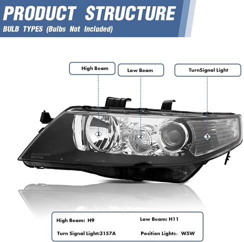TRIBLE SIX Pair of Headlight Assembly Replacement for 2004 2005 2006 Acura TSX Base 2.4L l4 AC2518106 AC2519106 in Saudi Arabia