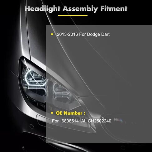 تجميع المصباح الأمامي السائق والركاب من أجل 2013-2016 ل Dodge Dart Black Housing Amber Reflector Assembly Pair Placembly 68085141AL CH2502240 in Kuwait