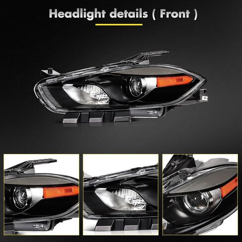 تجميع المصباح الأمامي السائق والركاب من أجل 2013-2016 ل Dodge Dart Black Housing Amber Reflector Assembly Pair Placembly 68085141AL CH2502240 in Kuwait
