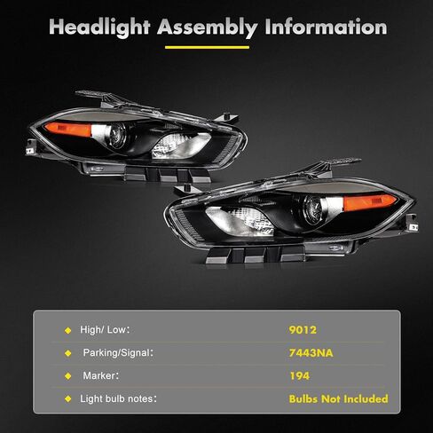تجميع المصباح الأمامي السائق والركاب من أجل 2013-2016 ل Dodge Dart Black Housing Amber Reflector Assembly Pair Placembly 68085141AL CH2502240 in Kuwait