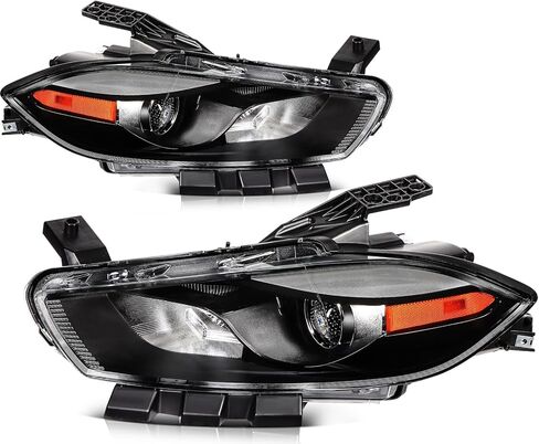 تجميع المصباح الأمامي السائق والركاب من أجل 2013-2016 ل Dodge Dart Black Housing Amber Reflector Assembly Pair Placembly 68085141AL CH2502240 in Kuwait