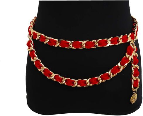 Mrotrida Women's Chain Belts Fashion Layered Flocking Cloth Belts for Dress Ves in Saudi Arabia