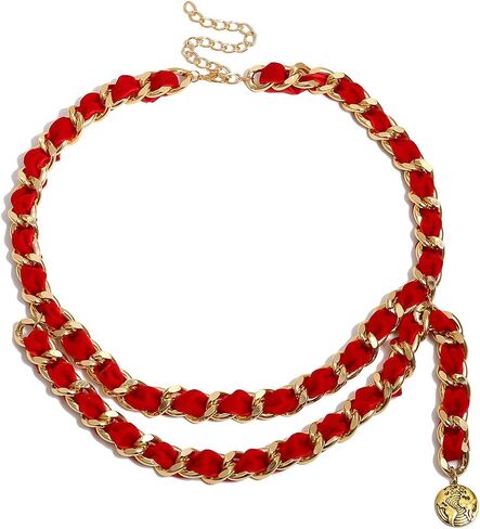 Mrotrida Women's Chain Belts Fashion Layered Flocking Cloth Belts for Dress Ves in Saudi Arabia