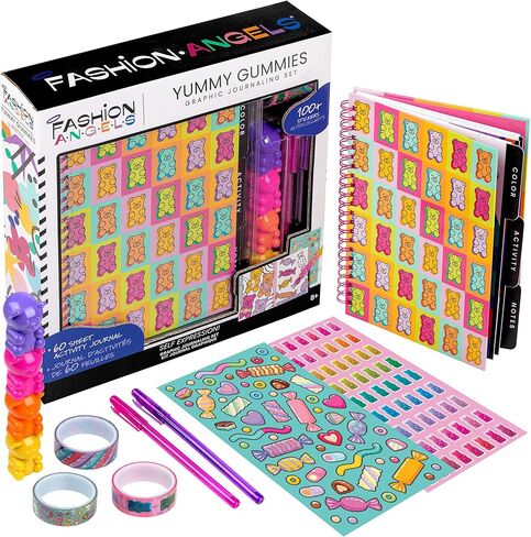 Fashion Angels Funny Foods Graphic Journaling Set - Includes 1 Tabbed Sketchbook, 2 Sticker Sheets, 6 Scented Markers and 3 Rolls of Tape, Cute Foods Stationery Set - for Ages 8+ in Kuwait