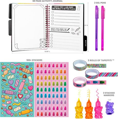 Fashion Angels Funny Foods Graphic Journaling Set - Includes 1 Tabbed Sketchbook, 2 Sticker Sheets, 6 Scented Markers and 3 Rolls of Tape, Cute Foods Stationery Set - for Ages 8+ in Kuwait