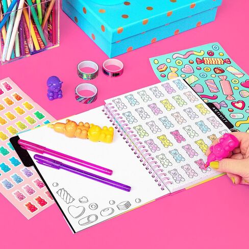 Fashion Angels Funny Foods Graphic Journaling Set - Includes 1 Tabbed Sketchbook, 2 Sticker Sheets, 6 Scented Markers and 3 Rolls of Tape, Cute Foods Stationery Set - for Ages 8+ in Kuwait