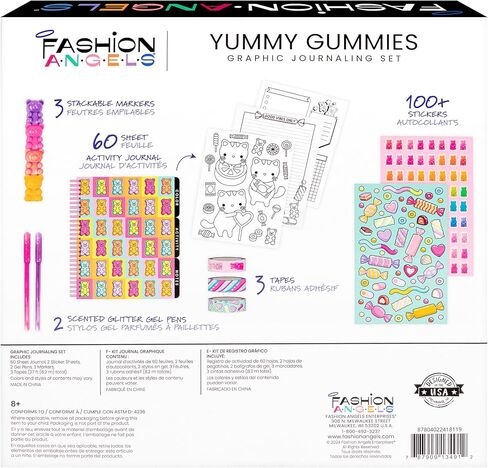 Fashion Angels Funny Foods Graphic Journaling Set - Includes 1 Tabbed Sketchbook, 2 Sticker Sheets, 6 Scented Markers and 3 Rolls of Tape, Cute Foods Stationery Set - for Ages 8+ in Kuwait