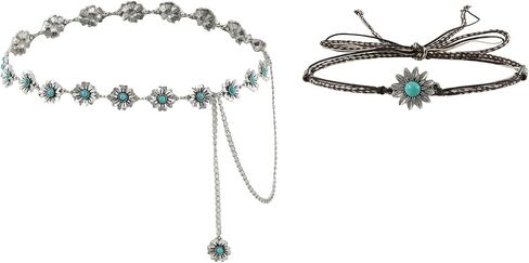 حزام سلسلة Docila Western Turquoise Hat Band Women Cowboy Metal Brand Bress Dress Weist Lock in Kuwait