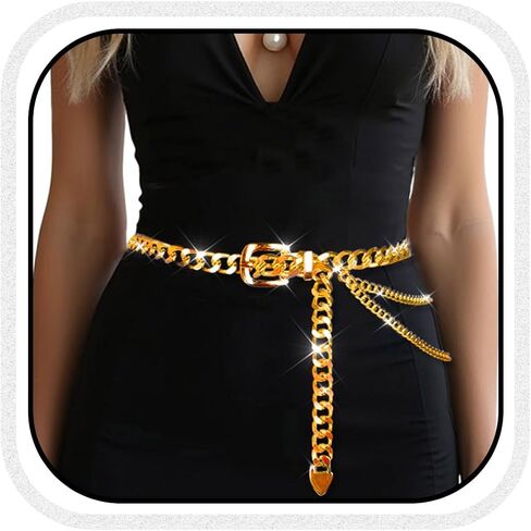 Nicute Silver Waist Chain Metal Chain Belts Chunky Dress Belt Accessories for Women in Saudi Arabia