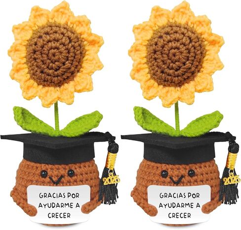 Regalos Para Maestros Maestras de Agradecimiento ، Para el Día del Maestro ، Girasoles de Crochet Hechos a Mano ، Gracias por Ayudarme a crecer ، para K-12 ، Escuela Secundaria ، Universidad ، Guardería in Kuwait