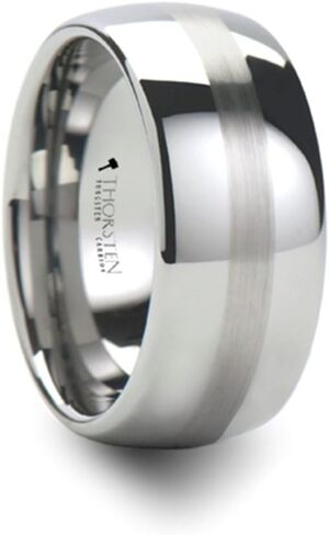 BELLATOR Domed with Brushed Center Stripe Polished Tungsten Ring 10mm Wide Wedding Band in Saudi Arabia