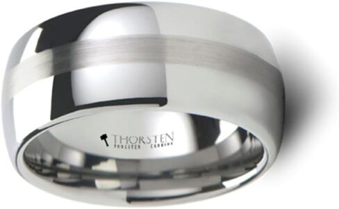 BELLATOR Domed with Brushed Center Stripe Polished Tungsten Ring 10mm Wide Wedding Band in Saudi Arabia
