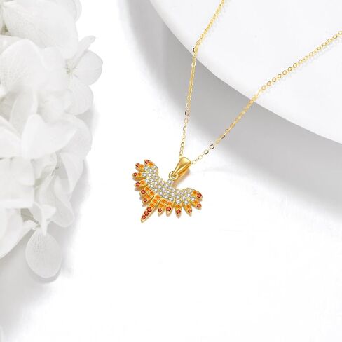 KECHO 14K Solid Gold Phoenix Necklace Real Gold Pendant Nirvana Rebirth Jewelry Gifts for Women in Saudi Arabia