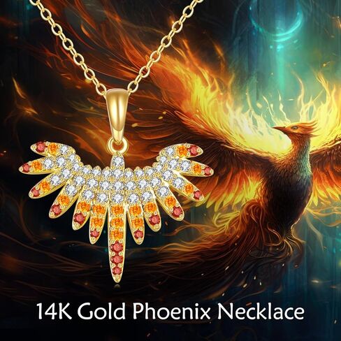 KECHO 14K Solid Gold Phoenix Necklace Real Gold Pendant Nirvana Rebirth Jewelry Gifts for Women in Saudi Arabia