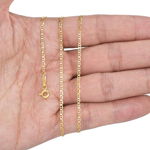 Nuragold 10K Real Yellow Gold Solid Mariner Chain Anchor Link Necklace 16"-30" (2mm-9mm) Italian Jewelry for Men & Women in Saudi Arabia