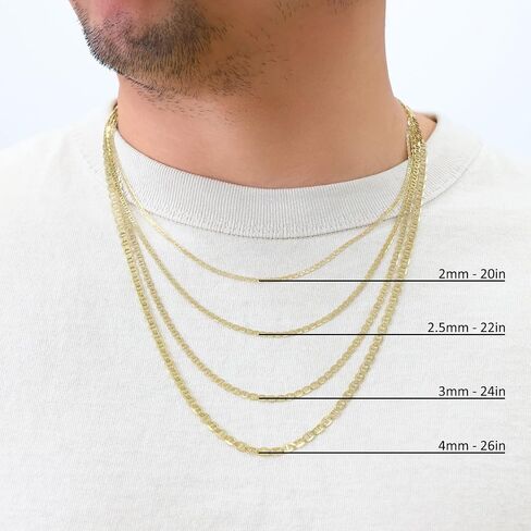 Nuragold 10K Real Yellow Gold Solid Mariner Chain Anchor Link Necklace 16"-30" (2mm-9mm) Italian Jewelry for Men & Women in Saudi Arabia