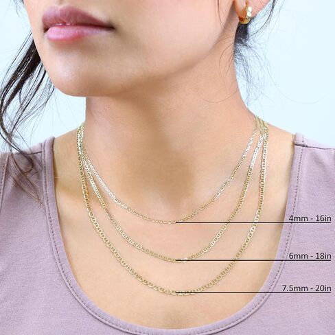 Nuragold 10K Real Yellow Gold Solid Mariner Chain Anchor Link Necklace 16"-30" (2mm-9mm) Italian Jewelry for Men & Women in Saudi Arabia