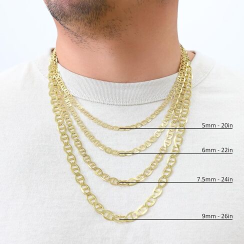 Nuragold 10K Real Yellow Gold Solid Mariner Chain Anchor Link Necklace 16"-30" (2mm-9mm) Italian Jewelry for Men & Women in Saudi Arabia