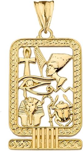 Exquisite 10k Yellow Gold Ancient Egyptian Cartouche Pendant in Saudi Arabia