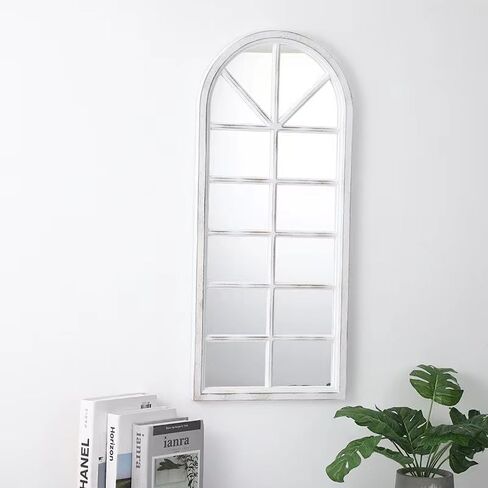 Arched Window Wall Mirror Decorative Mirror for Bathroom, Bedroom, Living Room, Entryway (White, 28 * 14.2 * 1) in Saudi Arabia