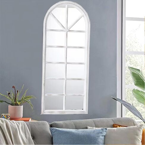Arched Window Wall Mirror Decorative Mirror for Bathroom, Bedroom, Living Room, Entryway (White, 28 * 14.2 * 1) in Saudi Arabia