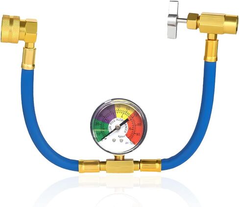 R134A AC Refrigerant Charge Hose Kit, Refrigerant Charging Hose with Pressure Gauge and 1/2" Acme Can Opener Tap Dispensing Valve, Car Air Conditioning Refrigerant Recharge Kit in Saudi Arabia
