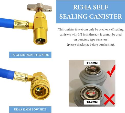 R134A AC Refrigerant Charge Hose Kit, Refrigerant Charging Hose with Pressure Gauge and 1/2" Acme Can Opener Tap Dispensing Valve, Car Air Conditioning Refrigerant Recharge Kit in Saudi Arabia
