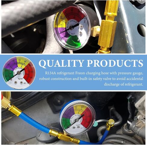 R134A AC Refrigerant Charge Hose Kit, Refrigerant Charging Hose with Pressure Gauge and 1/2" Acme Can Opener Tap Dispensing Valve, Car Air Conditioning Refrigerant Recharge Kit in Saudi Arabia