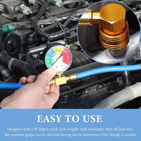 R134A AC Refrigerant Charge Hose Kit, Refrigerant Charging Hose with Pressure Gauge and 1/2" Acme Can Opener Tap Dispensing Valve, Car Air Conditioning Refrigerant Recharge Kit in Saudi Arabia