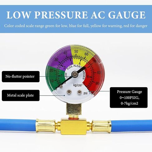 R134A AC Refrigerant Charge Hose Kit, Refrigerant Charging Hose with Pressure Gauge and 1/2" Acme Can Opener Tap Dispensing Valve, Car Air Conditioning Refrigerant Recharge Kit in Saudi Arabia