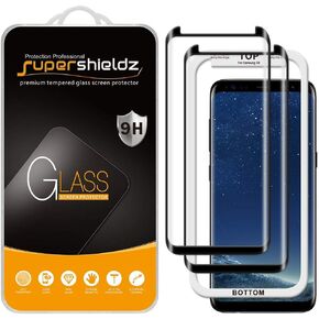 Supershieldz (2 Pack) Designed for Samsung Galaxy S8 Tempered Glass Screen Protector with (Easy Installation Tray) 0.33mm, Anti Scratch, Bubble Free (Black)
