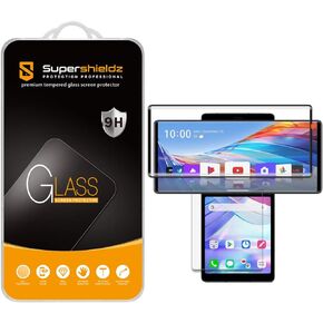 Supershieldz (2 Pack) Designed for LG Wing (2 Glass Main Screen and 2 PET Dual Screen) Tempered Glass Screen Protector, Anti Scratch, Bubble Free (Black)