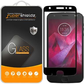 Supershieldz (2 Pack) Designed for Motorola (Moto Z2 Force) Edition and Moto Z Force Edition (2nd Gen) Tempered Glass Screen Protector, (Full Screen Coverage) Anti Scratch, Bubble Free (Black)