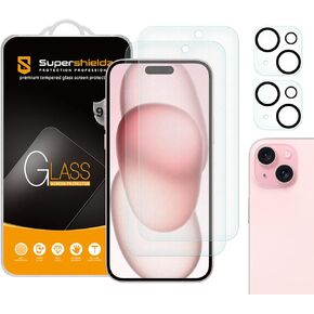 Supershieldz (2 Pack) Anti Glare (Matte) Tempered Glass Screen Protector Designed for iPhone 15 Plus (6.7 inch) + Camera Lens, Anti Fingerprint, Anti Scratch, Bubble Free